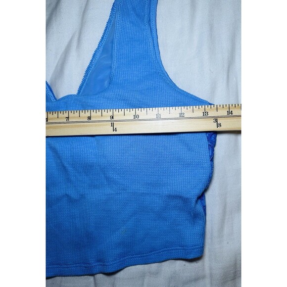 AERIE‎ Blue Lace Back Crop Tank with Built in Shelf Bra SIZE MEDIUM NWT - Picture 7 of 8